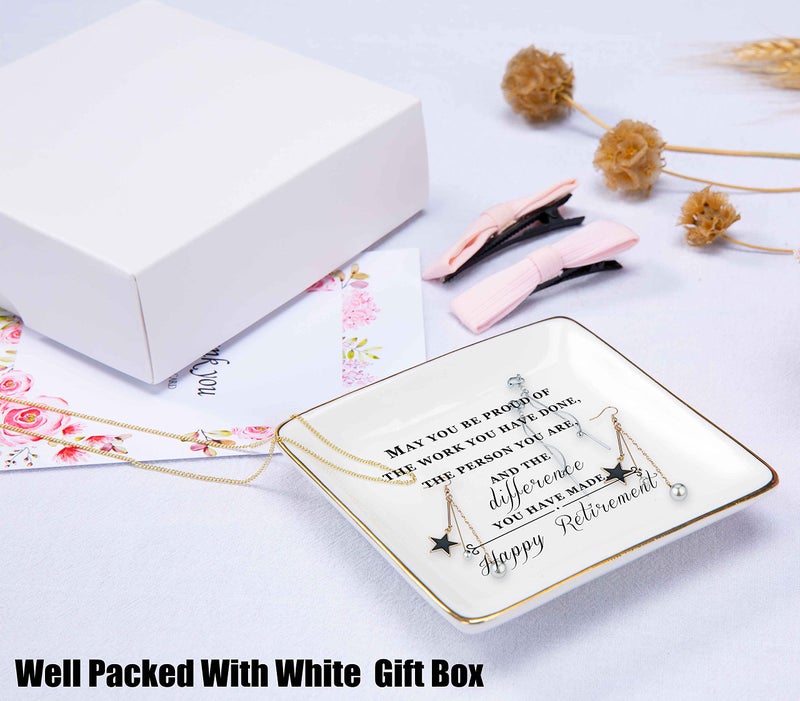 Topthink Happy Retirement Gifts for Women-Female Retirement Keepsake-Ring Dish, Ceramic Ring Holder-Happy Retired Gifts for Teacher,Nurse,Doctor, Coworker, Friend,Mom,Nana,Sister,Grandma,Godmother,Boss Lady - Image 2